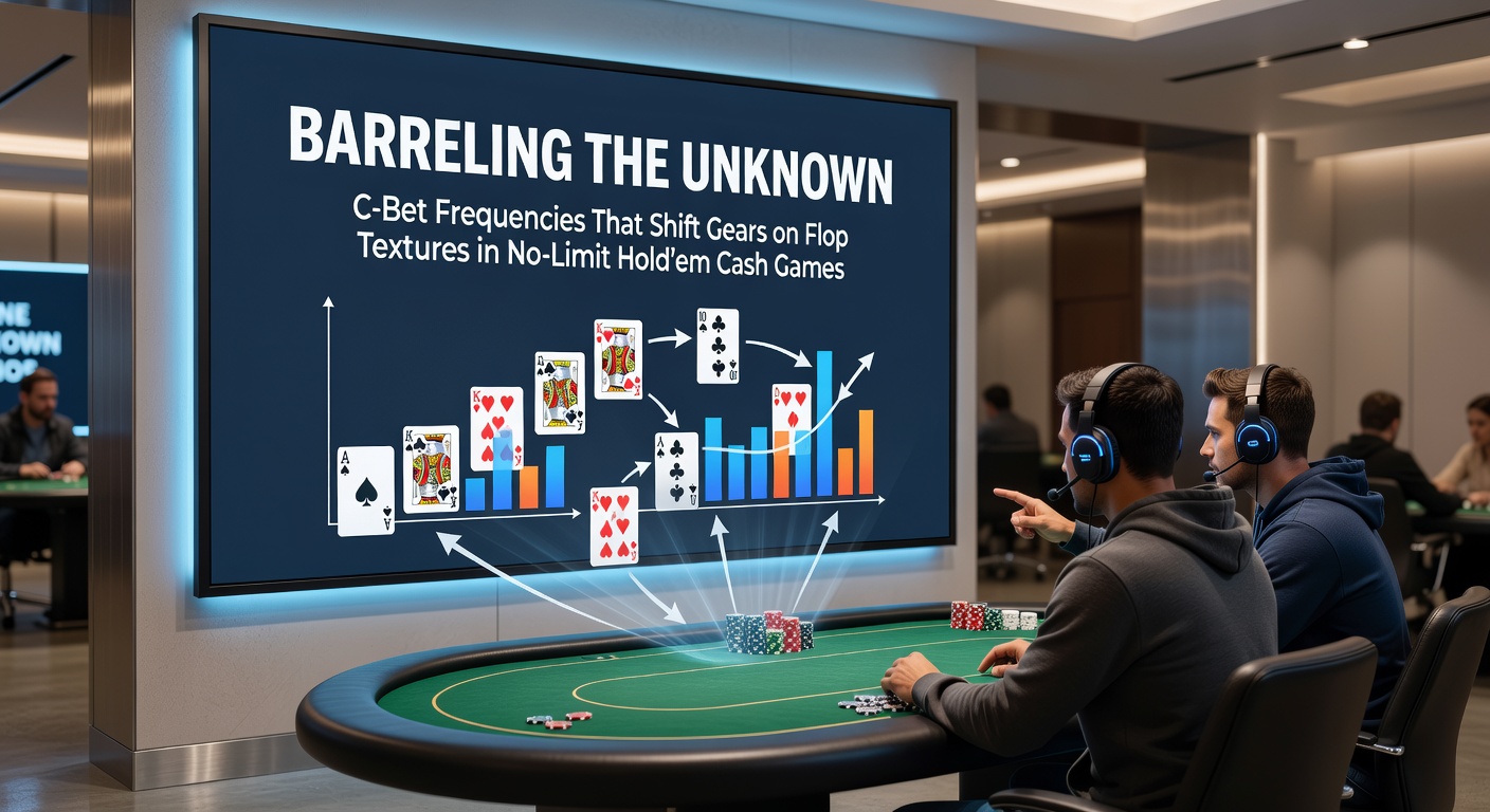 Grafiek met c-bet frequenties op verschillende flop textures in No-Limit Hold'em, gebaseerd op GTO-simulaties