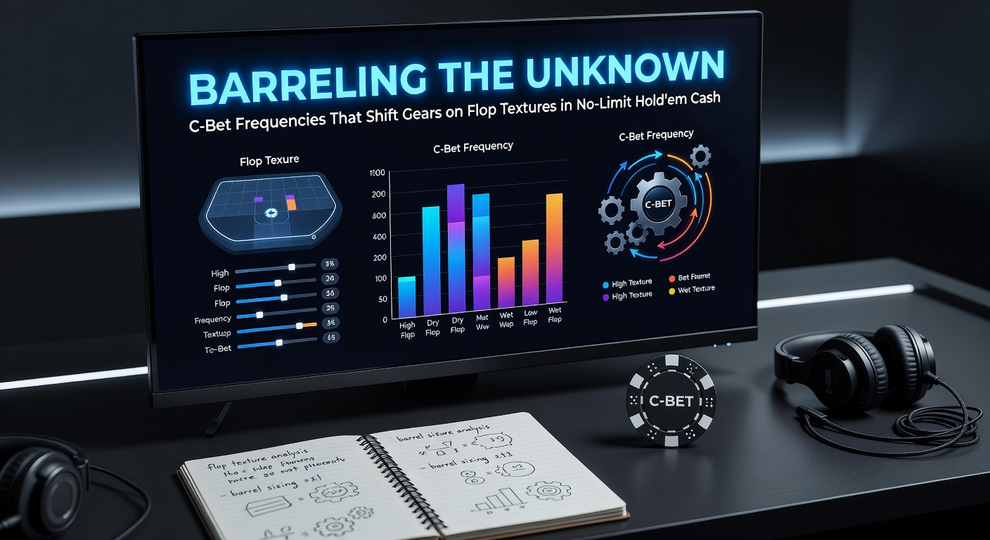 Voorbeeld van een natte flop texture in Hold'em met c-bet range visualisatie uit solver software