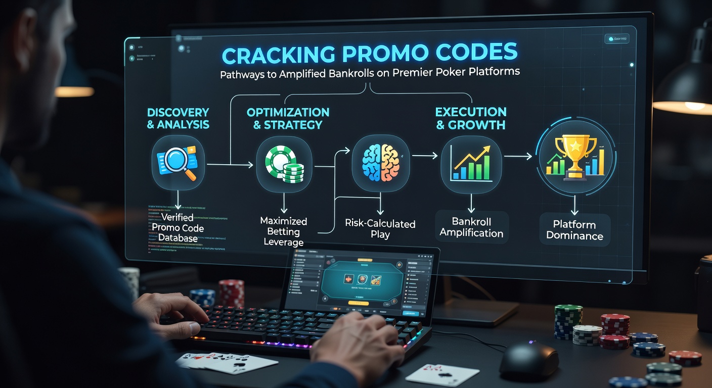 Grafiek met bankrollgroei door promo codes op verschillende pokerplatforms, inclusief staafdiagrammen en promotievoorbeelden uit april 2026