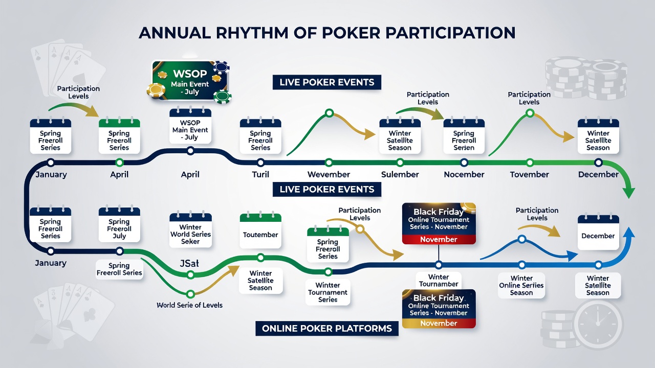 Live poker tafels met spelers tijdens een groot toernooi evenement