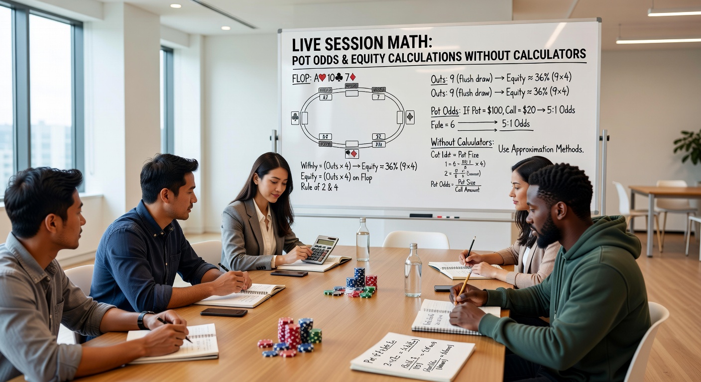 Grafiek met potodds-ratio's en equity-curves voor live poker beslissingen