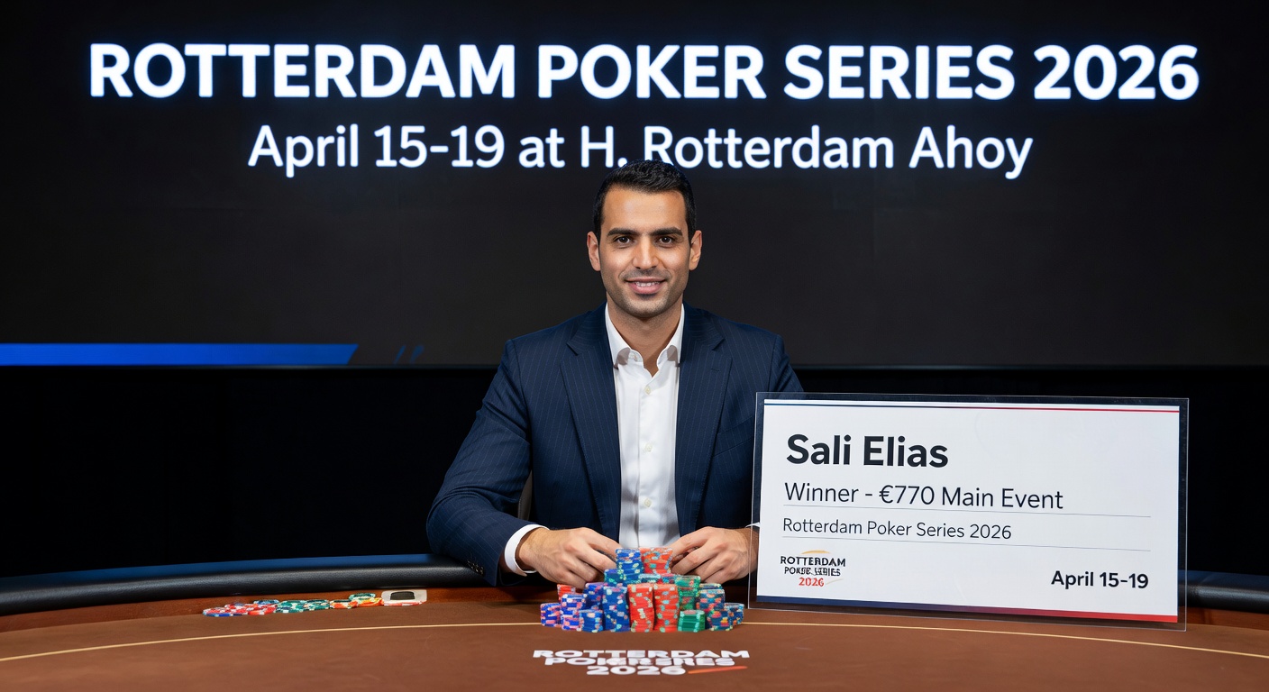 De finale tafel van het Rotterdam Poker Series 2026 Main Event in actie, met chips vliegend en spelers geconcentreerd