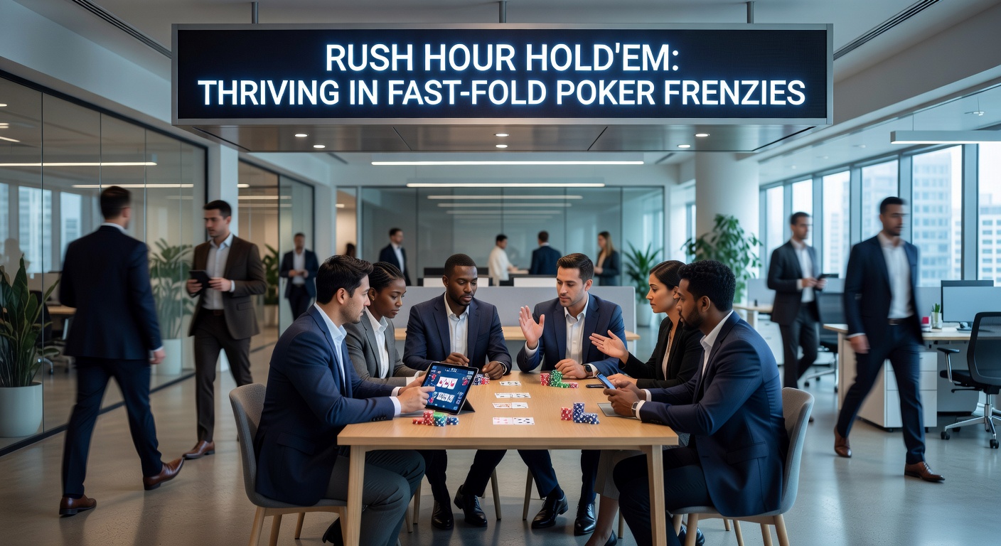 Grafiek met statistieken van fast-fold poker handen per uur, stacks die pieken tijdens rush hours, en vergelijking met traditionele tafels