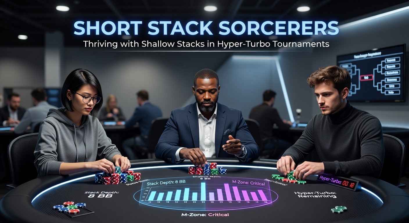 Grafiek van push-fold ranges in een hyper-turbo setting, met gekleurde zones voor verschillende posities en stackdieptes