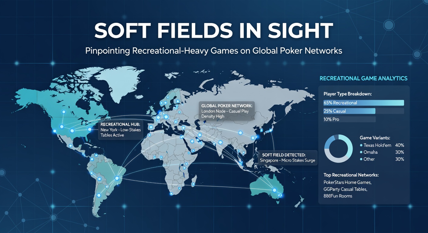 Screenshot van een pokerlobby met gemarkeerde soft tafels, vol recreatieve spelers in low-stakes NLHE